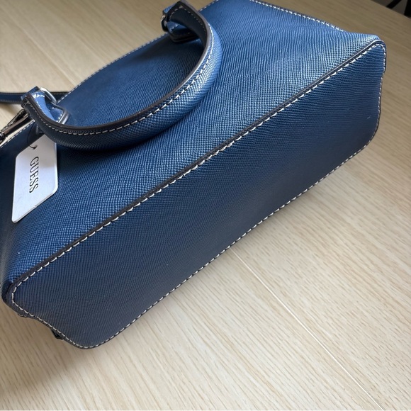 GUESS Navy Denim Look Shoulder Bag | Faux Leather Style Purse NWT - Picture 8 of 12